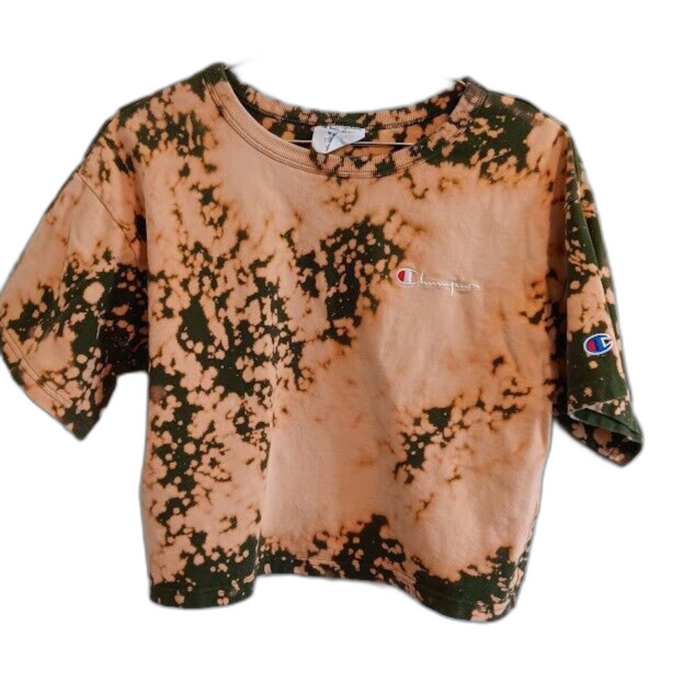Champion Reverse Weave Women's M Medium Cropped Short Sleeve Bleached Green